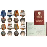Personal Group of 4 Medals Order of Labor Glory Complete Set of the 3 Classes: I (n° 473) II (n°