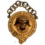 ROYAL ORDER OF ANTEDILIUVIAN BUFFALOES BADGE Stamped Brass, 39 mm, with chain. I
