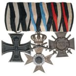 Group of 3 Medals Iron Cross 1914, 2nd Class, Bavaria – Military Merit Cross, 2nd Class with crown