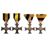 Lot of 2 Decorations Military Long Service Crosses, Boris III and Ferdinand I. Breast Badges, 33 mm,