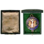 MINNEHAHA MINSTREL LODGE MEDAL Breast Badge, gilt Silver, 50x41 mm, obverse enameled, reverse plain,