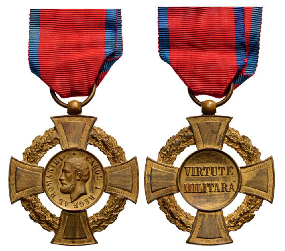 MILITARY VIRTUE CROSS 1st Class, 1880, “REGE” Model. Breast Badge, bronze gilt, original