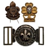 Group of 3 Hungarian Boy Scout Prewar Belt Buckle, Hat Badges, 1939, I PaxTing Badges. Breast