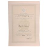 ORDER OF LABOUR Diploma of the Order awarded to a Yugoslav Citizen, instituted in 1945, 49x34 cm,