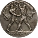 Medal 1946, signed by C.Medrea, Silver (50 mm, 56.03 g), hallmarked "900" on the rim. XF