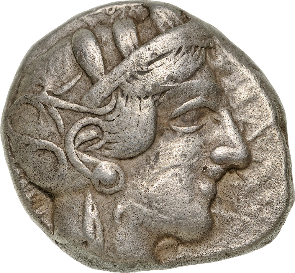 Head of Athena right / Owl standing right. SNG Cop. 31. VF+, rough surfaces