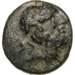 Head of Zeus right / winged thunderbolt and legend in wreath. SNG Cop. 1. VF