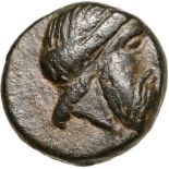 Head of Zeus right / Dolphin to right. Slg. Karl, Karien 247. RR! XF