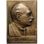 Uniface plaquette 1933, signed, Bronze (59x87 mm, 123.80 g). Rare and superb! R! XF