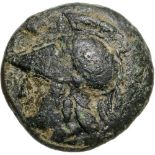 Head of Athena left / Kernel of grain, Eâ€“?, all in wreath. SNG v. Aulock 1605. VF