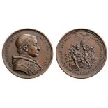 Bronze (43 mm), obverse with portrait of Gregory XVI, reverse with angels holding papal emblems