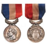 2nd Class Silver Medal with Silver Laurel. Breast Badge, silver, 27 mm, head of Napoleon III with