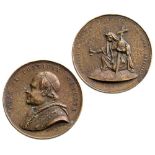 Bronze (50 mm), obverse with portrait of Pius IX, reverse with allegorical scene. III