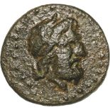 Pseudo-autonomous Coinage, time of Augustus (27 BC-14 AD),dated city year 7 (26/25 BC). Bust of Zeus