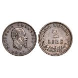 Vittorio Emanuele II (1861-1878). 2 Lire 1863 NBN. Silver (9.85 g). KM 16.1. VF+