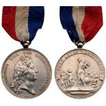 Medal transformed into a breast badge, silver, 41 mm, obverse portrait of Louis XIV by J. Mauger,