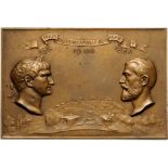 Plaquette 1906, Signed by Carol St, Bronze gilt (70x56 mm, 96.30 g). R! XF