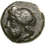 Head of Dionysos left / bunch of grapes. SNG Cop. 246. XF, black patina