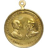 Medal 1896, signed by Carniol Fiul, with original suspension loop, gilt Bronze (33 mm, 14.72 g). XF