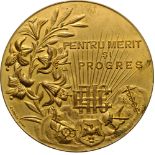 Medal 1927, signed by Carniol fiul, gilt Copper ( 60mm, 75.90 g). R! XF+