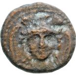 Head of Athena facing / Nike standing left, holding wreath. SNG Spaer 233. VF