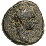 Head of Augustus right / Apollo riding right. RPC I, 2957. R! VF