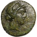 Head of Artemis right / torch and quiver crossed. BMC 45. VF+