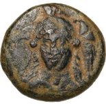 Head of Athena facing / Athena standing right. SNG Cop. 379. VF