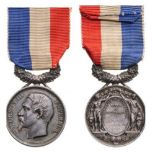 2nd Class Silver Medal with Silver Laurel. Breast Badge, silver, 27 mm, head of Napoleon III without