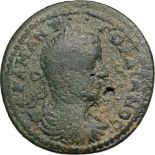 Bust of Gordianus III right / Temple. BMC 444. VF-