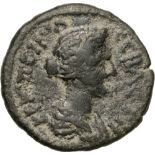 Bust of Crispina right / Tyche standing left. RPC IV 9328. VF