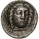 Head of Apollo facing / Floral ornament. Gorny & Mosch 130, Lot 1250. RRR! VF+