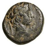 Head of Augustus right / Nike standing left. SNG Cop. 23. R! VF+