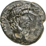 Head of Claudius right / statue of Augustus in temple. RPC 2370. VF