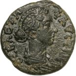 Head of Faustina II right / Cult statue of Artemis Ephesia facing. SNG Cop. 142. VF+