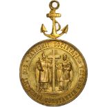 Medal 1895, signed by Carniol, original anchor suspension loop, gilt Copper (30mm, 15.84 g).