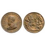 Bronze (42 mm), obverse with portrait of Pius IX, reverse with allegorical scene. Rare! II R!