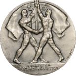 Medal 1946, signed by C.Medrea, Silver (50 mm, 56.76 g), hallmarked "900" on the rim. XF+