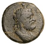 Bust of Serapis right / Isis standing left. SNG Cop. 482. VF-