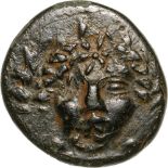 Head of Apollo facing / lyre in laurel wreath. SNG Cop. 93. XF/VF