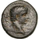 Bust of Tiberius right / Dikaiosyne standing left. RPC 3202. R! VF