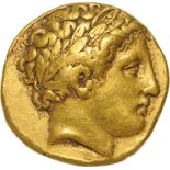 (18 mm, 8.6 g), struck 323-315, Amphipolis mint. Head of Apollo right / Biga to right, Kantharos.