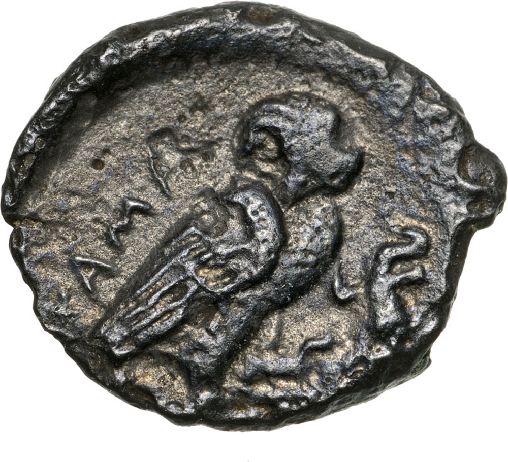 Gorgoneion facing / Owl standing right. CNS 15. F/VF+ - Image 2 of 2