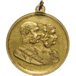 Medal 1896, signed by Carniol, with original suspension loop, copper gilt (30 mm, 11.30 g). XF