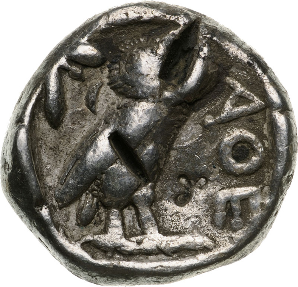 Head of Athena right / Owl standing right. SNG Cop. 31. VF, bankers mark on obverse, test cuts and - Image 2 of 2