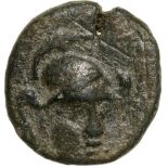 Head of Athena facing / Athena standing right. SNG Cop. 359. VF