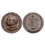 Maria Princess of Romania with King Alexander I of Yugoslavia, Bronze medal (64 mm, 131.7 g), dated