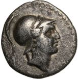 Helmeted male head right / Horseman to right. SNG Cop. 263. VF/F+