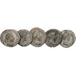 Hadrian: MONETA AVG (RIC 256); 2x Faustina I: CERES (RIC 378), CONSECRATIO (RIC 384); Marcus