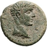 Head of Drusus right / Two city founders plowing right with yoke of two oxen. SGI 341. VF